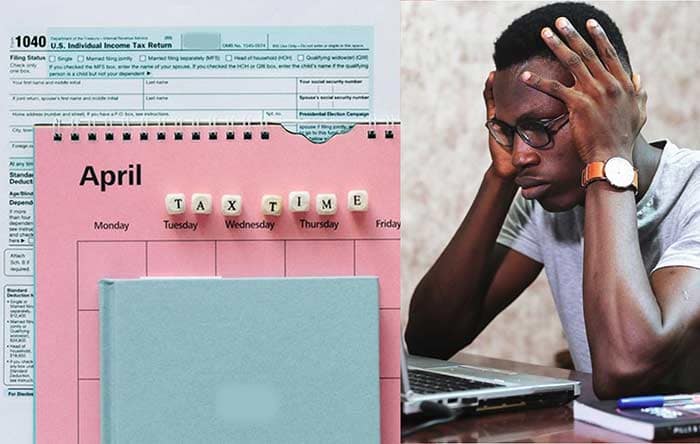 A man preparing to file his taxes but confused by the tax code
